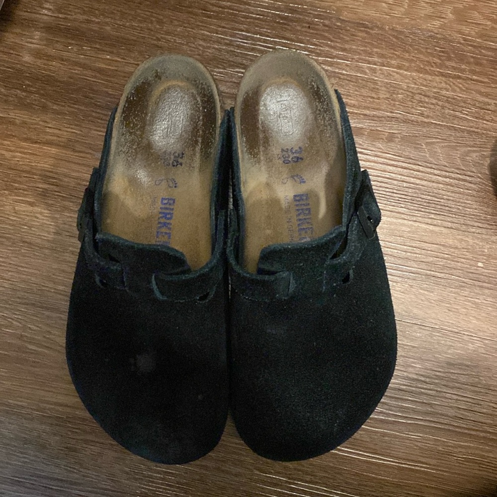 Birkenstock black suede clogs soft bed size 36